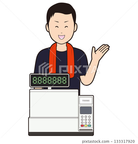 Register and male restaurant staff ⑧ 133317920
