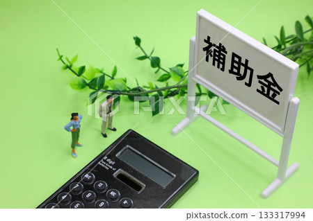 一塊白板上寫著「補助」一詞 133317994