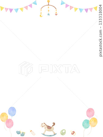 Watercolor style baby product frame illustration 133318004
