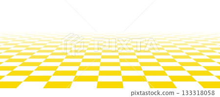 Golden checkerboard floor in perspective. Abstract checkered tile pattern background. Retro horizontal chess board grid plane surface. Vintage yellow empty room checker stage. Vector ballroom floor Golden checkerboard floor in perspective. Abstract checkered tile pattern background. Retro horizontal chess board grid plane surface. Vintage yellow empty room checker stage. Vector ballroom floor 133318058