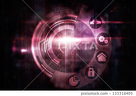 Pink technology dial interface design 133318405