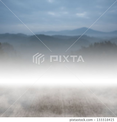 Digitally generated image of landscape with fog 133318415