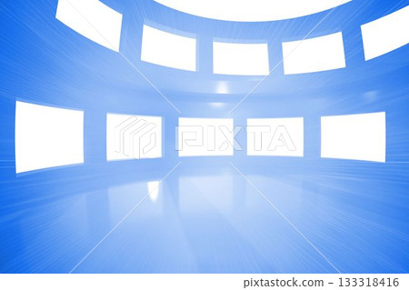 Bright blue room with windows 133318416