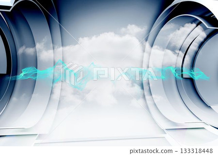 Abstract blue cloud design in futuristic structure 133318448