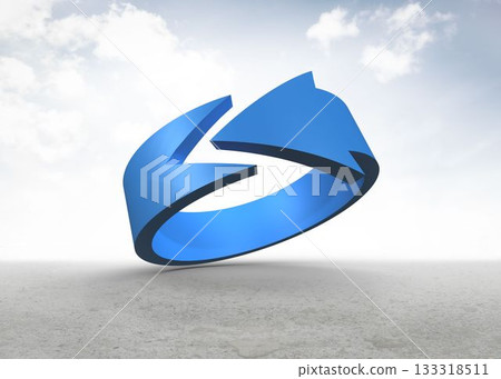 Blue arrow in a desert landscape Blue arrow in a desert landscape 133318511
