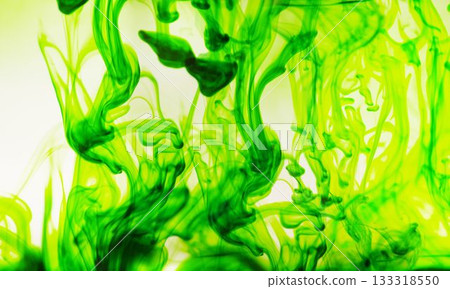 Green ink spreading in the water Green ink spreading in the water 133318550