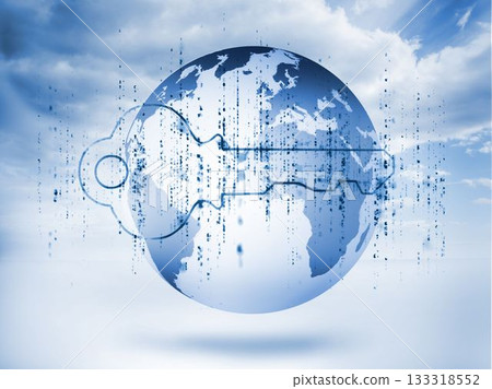 Blue key in sky over earth Blue key in sky over earth 133318552