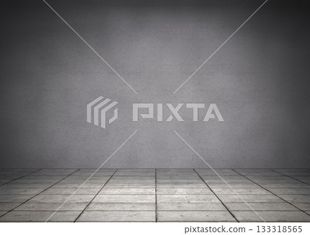 Empty interior scene is showing flat design grey textured wall meeting tiled concrete floor Empty interior scene is showing flat design grey textured wall meeting tiled concrete floor 133318565