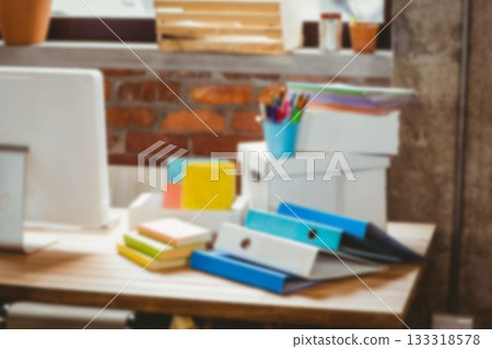 Office supplies and computer monitor 133318578