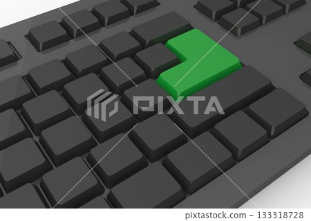 Black keyboard with green key Black keyboard with green key 133318728
