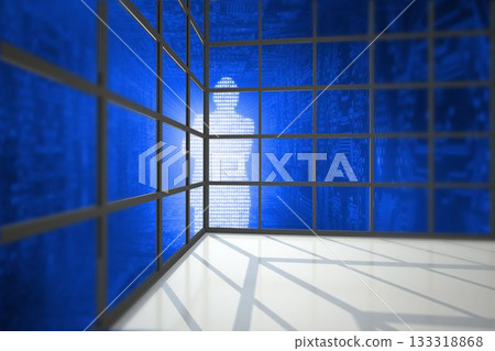 Digital silhouette seen through window 133318868