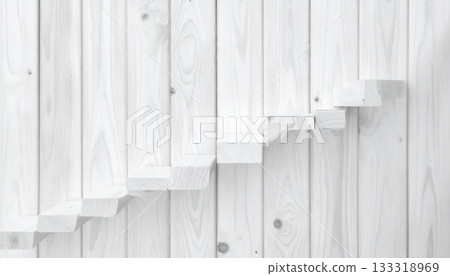 Background of arranged white wood planks 133318969