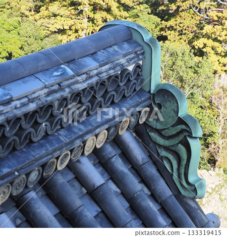 National Treasure Matsue Castle Roof Tiles 133319415