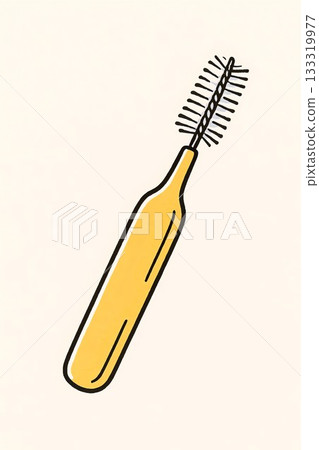一幅卡通插圖,描繪了一把簡單的牙間刷,刷毛很細。 一幅卡通插圖,描繪了一把簡單的牙間刷,刷毛很細。 133319977