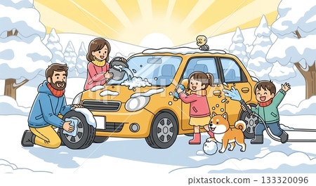 陽光明媚的冬日，全家一起享受有趣的洗車時光 133320096