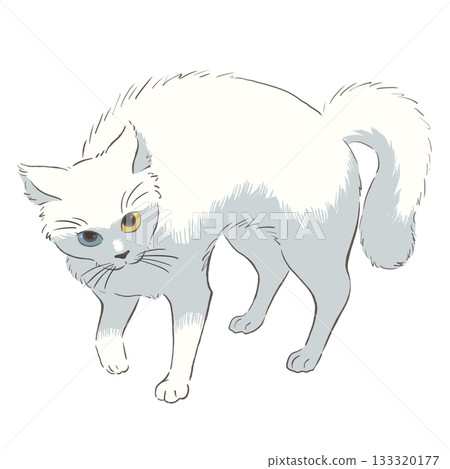 Illustration of a white cat doing Yannoka steps 133320177