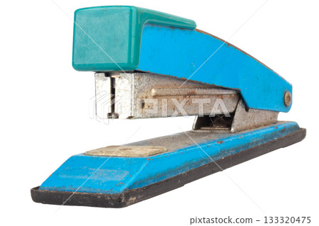 Dirty old stapler on white background Dirty old stapler on white background 133320475
