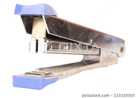 Dirty old stapler on white background 133320503