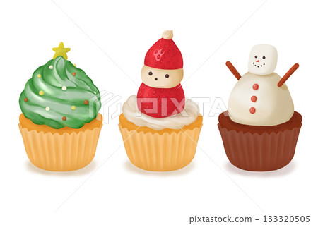 Christmas tree, Santa and snowman cupcakes Christmas tree, Santa and snowman cupcakes 133320505