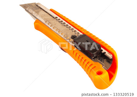Utility knife on a white background old dirty 133320519