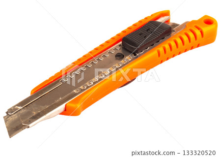 Utility knife on a white background old dirty 133320520