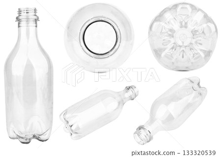 Plastic water bottle on white background 133320539