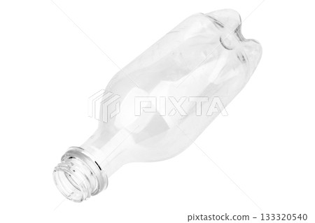 Plastic water bottle on white background 133320540