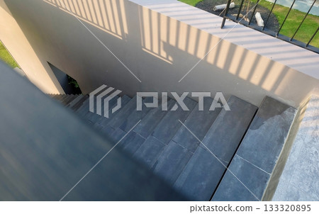 High Angle View of Modern Outdoor Concrete Staircase 133320895