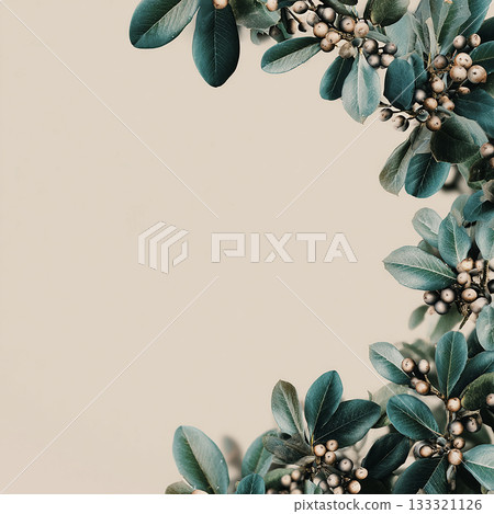 Frame material of gray winter branches and soft blurred background 133321126