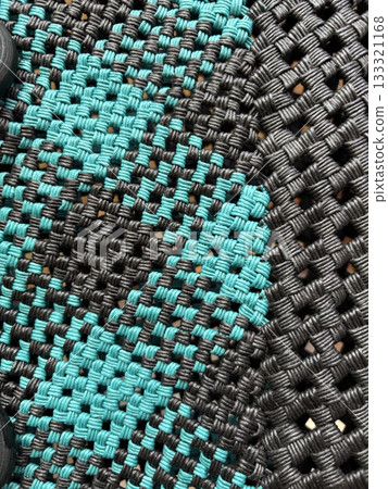 Handmade basket bag woven pattern chocolate mint 133321168