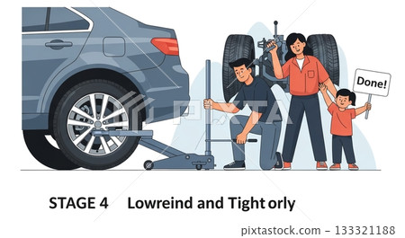 全家齊心協力！換完車胎後的成就感 133321188