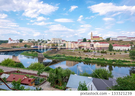 Panoramic Cityscape of Grodno with Neman River and Bridge Panoramic Cityscape of Grodno with Neman River and Bridge 133321239