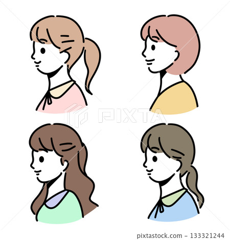 微笑女性側臉插圖集 133321244