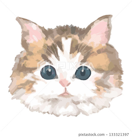 Norwegian Forest Cat – Close-up Illustrations of Cats from Around the World – Real Touch Vector 133321397