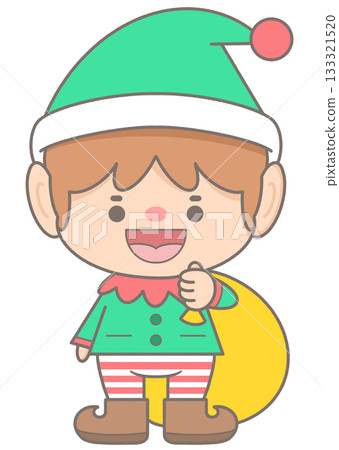 little elf spirit carrying a giant sack of presents 133321520