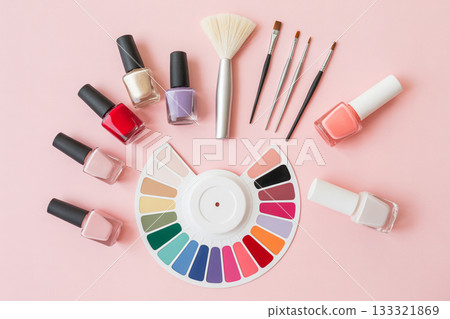 美甲沙龍工具和配色方案 133321869