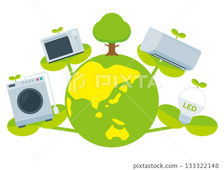 SDGs 12: Living an eco-friendly life - Illustration of using energy-saving appliances for the sake of the Earth SDGs 12: Living an eco-friendly life - Illustration of using energy-saving appliances for the sake of the Earth 133322148