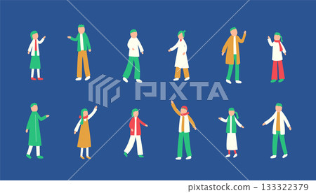 Illustration set of people spending winter 133322379