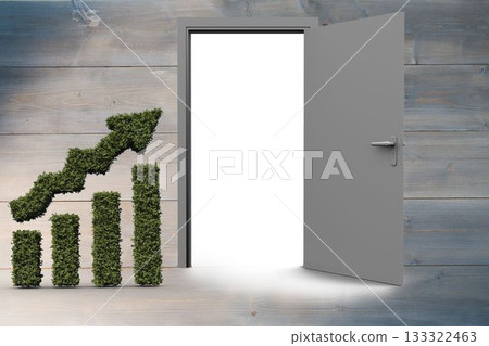 Graph by open door against textured background Graph by open door against textured background 133322463