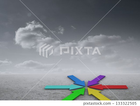 Colorful arrows in a desert landscape 133322505