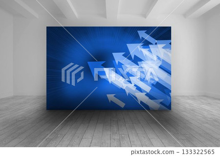 White room with blue picture of arrows White room with blue picture of arrows 133322565