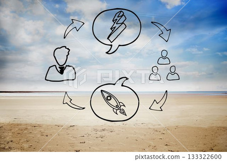 Outline of people and speech bubble 133322600