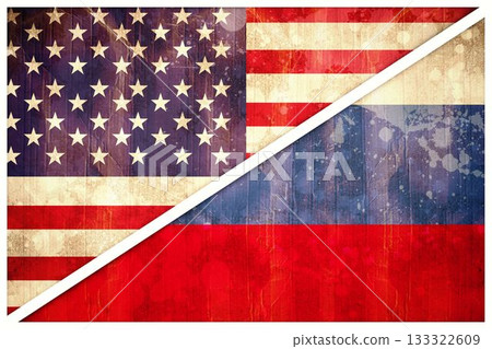 Russian and American flags 133322609