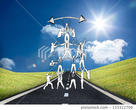 Business graphic on bright landscape Business graphic on bright landscape 133322700