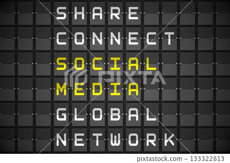 Social media buzzwords on black mechanical board 133322813