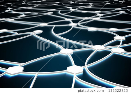 Shiny lines with dots on black background 133322823