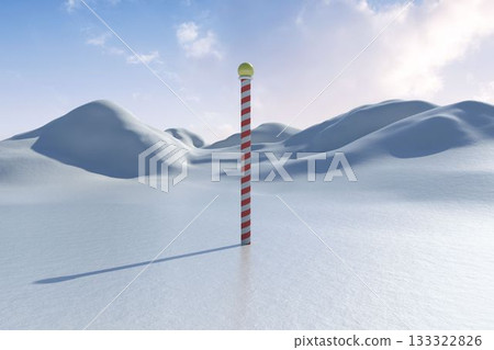 Snowy land scape with pole Snowy land scape with pole 133322826
