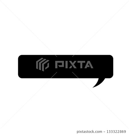 Black speech bubble icon is floating at center on plain white background, minimalist flat design Black speech bubble icon is floating at center on plain white background, minimalist flat design 133322869