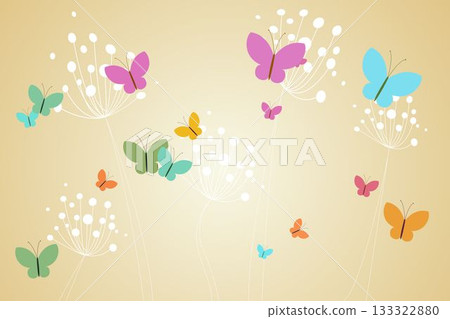 Feminine design of dandelions and butterflies 133322880