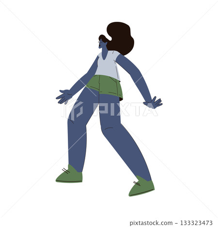 Scared Woman Character Run and Escape Afraid of Something Vector Illustration Scared Woman Character Run and Escape Afraid of Something Vector Illustration 133323473